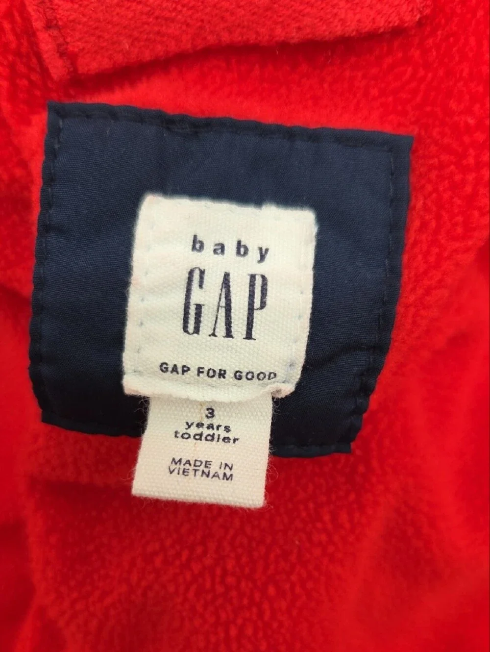 GAP Navy Puffer Jacket with Red Hood Lining